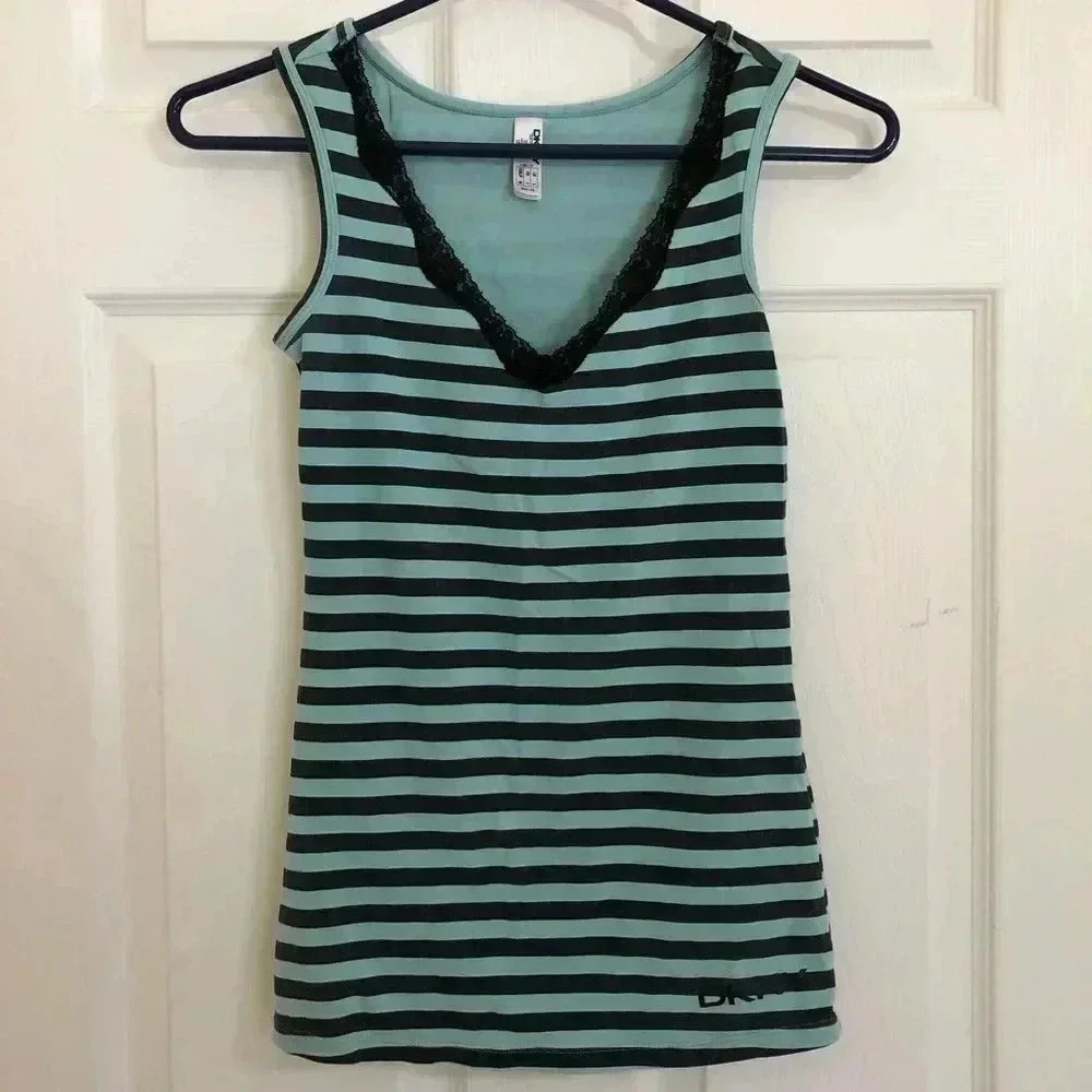 DKNY Blue Striped Tank Top Size Small